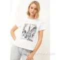 Dames casual bedrukt Crew Neck T-shirt met korte mouwen Crew Neck